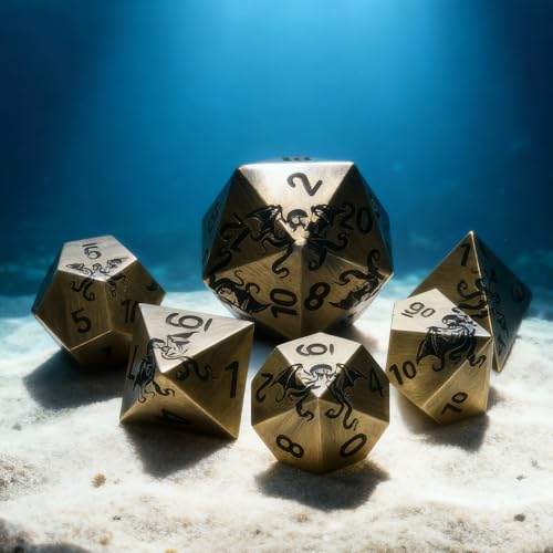 Octopus Metal RPG Dice Set,7-Piece,Solid Zinc Alloy with Antique Bronze Plated Finish,Gift for Tabletop Role-Playing Games & Collectors (Bronze) - color: Bronze