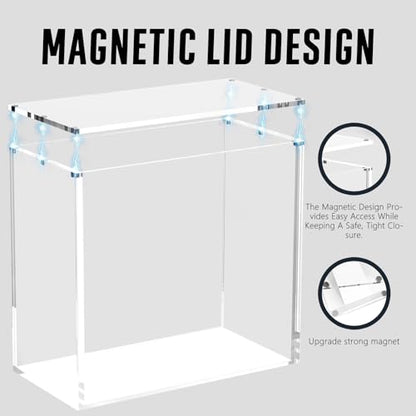 Acrylic ETB Protector Case Magnetic Ultra Thick 8mm + 5mm Elite Trainer Box Acrylic Display Case Stackable Hard Compatible with PKMN Elite Trainer Boxes with Strong Magnets Easy Top Loading - size: 7.4"L x 3.6"W x 6.6"H