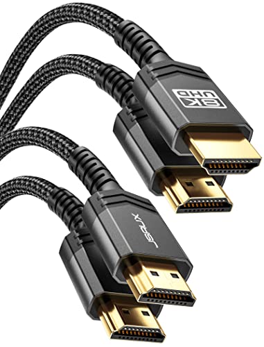 JSAUX 10K HDMI Cable 2.1 10FT 2-Pack 48Gbps 8K & 4K Ultra High Speed Cord (8K@60Hz 7680x4320, 4K@120Hz) eARC HDR10 HDCP 2.2 & 2.3 3D, Compatible with Roku TV/HDTV/Blu-ray/LG/Samsung QLED - color: Black, size: 10ft