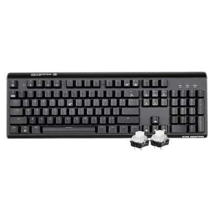 Hexgears GK735 Mechanical Gaming Keyboard Kailh Box White Switch 104 Keys ABS Keycaps Wired Gaming Keyboard with White LED Backlight, Ergonomic Design for Windows Laptop PC Mac (No Light Strip) - color: Black, size: Clicky
