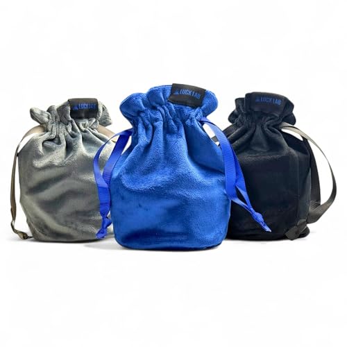 Velvet Drawstring Dice Bag - Set of Three Colors - Dungeons and Dragons Fabric/Standing Cotton Fabric Dice Bags/D&D Dice Pouch/Small Pouch/Velvet Jewelry Bag (Blue, Black, Grey) - color: Blue, Black, Grey