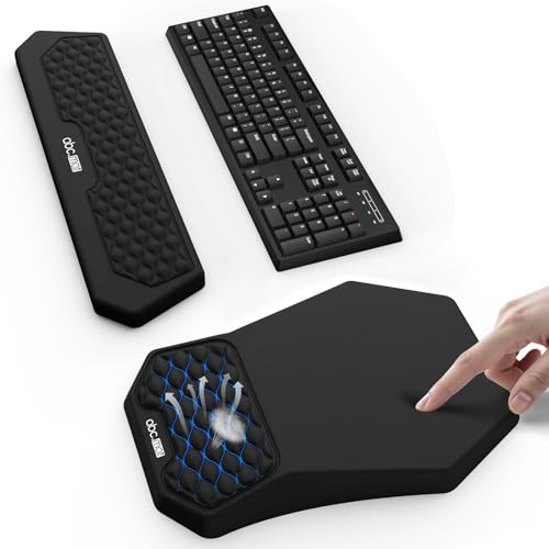 Ergonomic Mouse Pad and Keyboard Wrist Rest Support Set, Massage Design Mousepad for Carpal Tunnel Pain Relief, Memory Foam, Non-Slip PU Base for Computer Desk, Black - color: Black