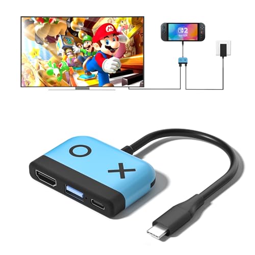 Switch Dock for Nintendo Switch 2,Portable TV Docking Station Replacement with 4K/60HZ HDMI TV USB 3.0 Port and USB C Charging,Compatible with Nintendo Switch 1/2/OLED Steam Deck - color: Blue