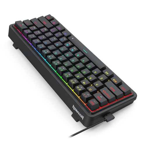 Redragon K722 60% Wired Gasket RGB Gaming Keyboard, 61 Keys Hot-Swap Compact Mechanical Keyboard w/Free-Mod Socket, 3-Layer Noise Dampening, Quiet Custom Linear Switch