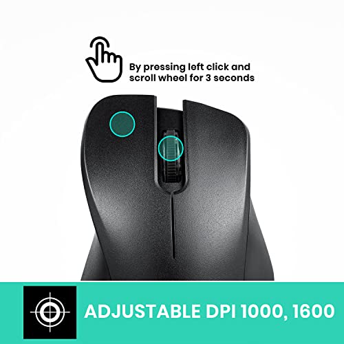 Perixx PERIMICE-621B Wireless Mouse - Silent Click with Ergo Design - Compatible for Desktop and Laptop PC - Wireless 2.4 GHz - Black - style: - Wireless Black