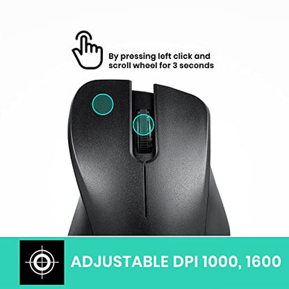 Perixx PERIMICE-621B Wireless Mouse - Silent Click with Ergo Design - Compatible for Desktop and Laptop PC - Wireless 2.4 GHz - Black - style: - Wireless Black