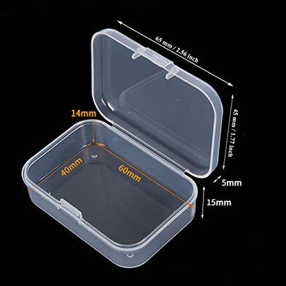 Mini Clear Plastic Storage Containers, 2.56x1.77x0.79 inch | 100 Pack, Rectangular, Hinged Lid, For Beads and Small Craft Items - size: 2.56 x 1.77 x 0.79 inch