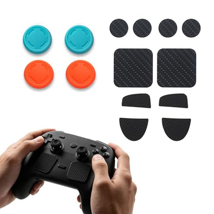 Flexible Silicone Grip Set for Steam Controller 2 2026 Joystick Caps Touchpad Protective Film Sticker and Rear Button Stickers Anti-sweat Reducing Finger Fatigue Improving Comfort Wear--proof Upgrade Kit (Red and Blue) - color: Red and Blue