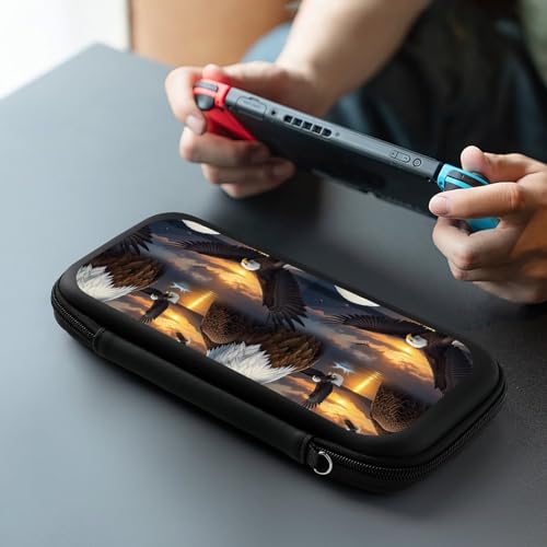 PPIKTC Game Console Storage Bag Compatible with Nintendo Switch, Eagle Hard Shell Shockproof Travel Carrying Pouch with 15 Game Cartridges - color: Design (327)