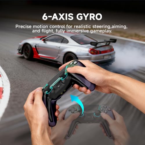 ASRVA Chrome Blue Wireless Pro Controller for PS5,4 Back Buttons,Hall Effect Joystick(No Drift),Micro-Switch,Gyro,Macro,1000mAh,RGB,Compatible with PS5/Pro/Slim/PC/iOS/Android - color: Chrome Blue