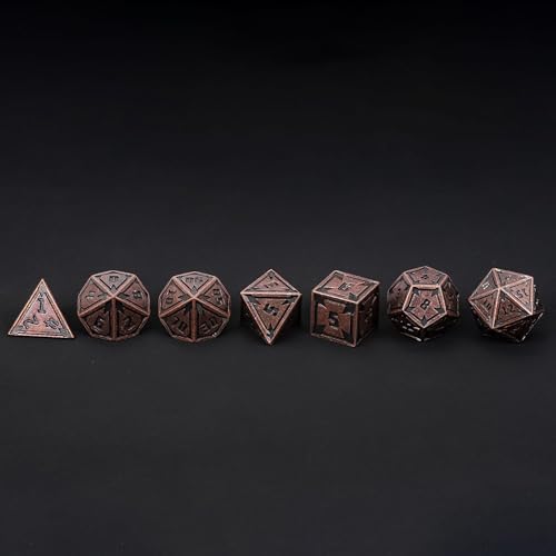 UDIXI Metal Dice Set D&D RPG Metal DND Dice Set for Tabletop Game (Copper) | 7-Pieces, Lozenge Pattern, Zinc Alloy Material, Gorgeous Gift Case, DM Gift, for Dungeons and Dragons Role Playing Games - color: Copper