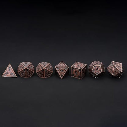 UDIXI Metal Dice Set D&D RPG Metal DND Dice Set for Tabletop Game (Copper) | 7-Pieces, Lozenge Pattern, Zinc Alloy Material, Gorgeous Gift Case, DM Gift, for Dungeons and Dragons Role Playing Games - color: Copper