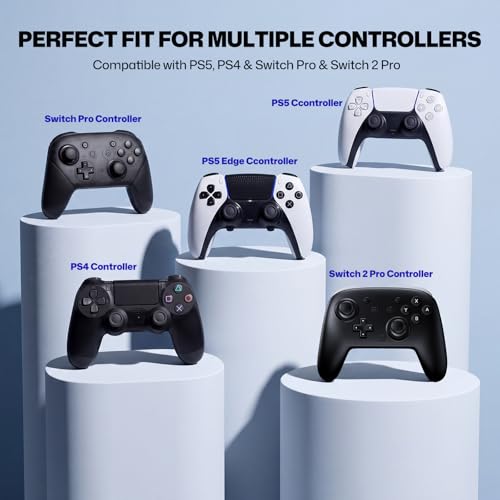 NEWDERY Thumb Grips for PS5/PS4 Controllers | 3 Height Options for Enhanced Precision & Control, Anti-Slip Silicone Caps, Compatible with PS5/PS4 Controllers, Black, 12PCS