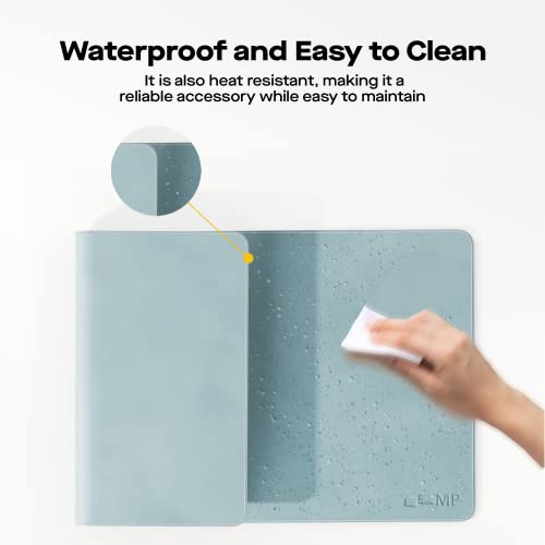 Mobile Pixels PU Leather Protective Desk Mat (Haze Blue) | Spill-resistant, Waterproof, Non-slip base, Stitched Large Extended Pad, Mouse and Monitors for the Home/Office 31.5"x15.75" - color: Haze Blue