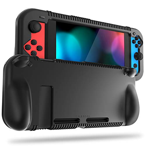 FINTIE Silicone Case Compatible with Nintendo Switch - Soft [Anti-Slip] [Shock Proof] Protective Cover with Ergonomic Grip Design, Drop Protection Grip Case (Black) - color: Black