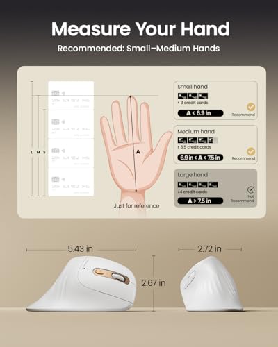 ProtoArc EM11 NL Wireless Ergonomic Mouse, Rechargeable, White Gold | 58° vertical design supports a natural wrist posture, connect 3 devices via Bluetooth/2.4G USB-A, 500mAh USB-C rechargeable. - color: White Gold