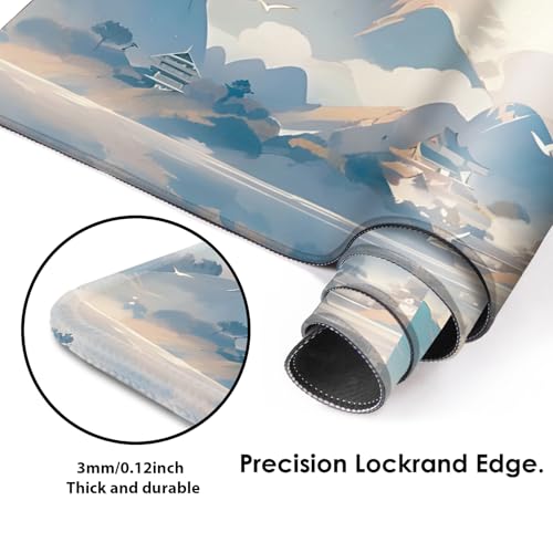 Galdas Gaming Mouse Pad XXL XL Large Long Extended Big Mousepad Non-Slip Rubber Keyboard Mouse Pad with Stitched Edges for Laptop Home Office (31.5x11.8x0.08 Inch) -Cloud Scenery - color: Cloud Scenery