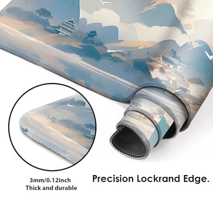 Galdas Gaming Mouse Pad XXL XL Large Long Extended Big Mousepad Non-Slip Rubber Keyboard Mouse Pad with Stitched Edges for Laptop Home Office (31.5x11.8x0.08 Inch) -Cloud Scenery - color: Cloud Scenery