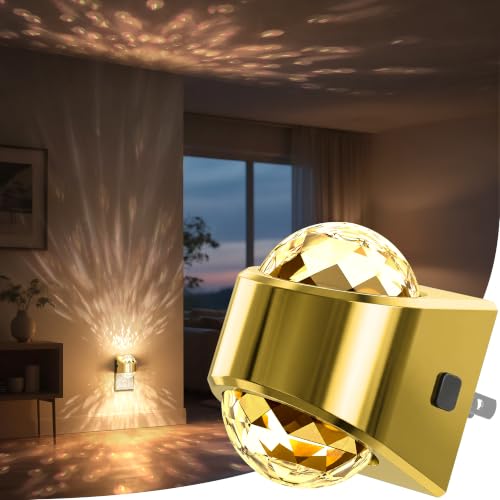 Briignite Night Light, Gold Night Lights Plug into Wall, LED Projector | Night Light, Soft White for Bedroom, Dimmable Brightness Dusk to Dawn Nightlight for Kids, Bathroom, Gaming Room, Home Decor - color: Gold