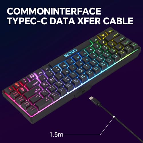 CHONCHOW 60% Gaming Keyboard and Mouse Combo,68 Keys Wired LED RGB Backlit | Gaming Keyboard and RGB Backlit Mouse, Small Light up Keyboard for PC Xbox PS4 (Black) - color: Black