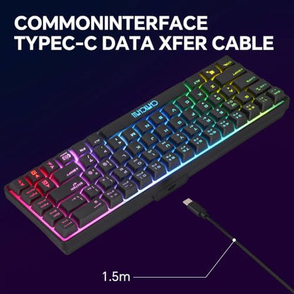 CHONCHOW 60% Gaming Keyboard and Mouse Combo,68 Keys Wired LED RGB Backlit | Gaming Keyboard and RGB Backlit Mouse, Small Light up Keyboard for PC Xbox PS4 (Black) - color: Black