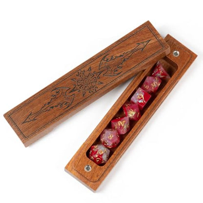 Wooden DND Dice Box, Dice Holder Case with Felt Lined Magnetic Lid for D&D Tabletop Game - Acacia (Sword of Damocles-Black) - color: Sword of Damocles-Black