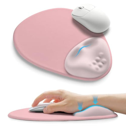 Palm-Rest and Wrist-Hugging Mouse Pad Wrist Rest, Ergonomic Wrist Support with Curve Fitting Cushioned Memory Foam for Carpal Tunnel Pain Relief, 9.9 x 8.3 Inch,Pink Serenity - color: Pink Serenity