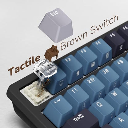 RK ROYAL KLUDGE RK98 Wireless Mechanical Keyboard, 100 Keys 98% Layout with Custom Switches Hot Swappable, Tri-Mode BT5.1/2.4G/USB-C Full Size Gaming Keyboard with Numpad RGB, Brown Switch - color: Blue, size: Hot Swap Brown Switch