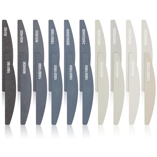 Honoson 20 Pcs Sanding Sticks for Plastic Models 3D Print Polishing Sticks Assorted Metal and Wood Sanding Tools Accessory for Model Craft Amateur Beginner(Low Grits and High Grits,Moon Style) - style: Moon Style