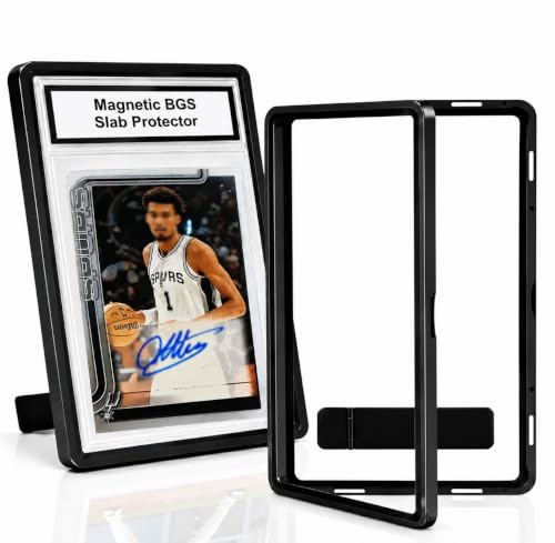 BGS Slab Case with Stand for Collectors - Premium Display & Storage Fits for 35PT BGS Cards, Heavy Duty Tempered Glass & Aluminum, Secure 9-Point Magnetic Lock, Waterproof Travel Display - color: Black