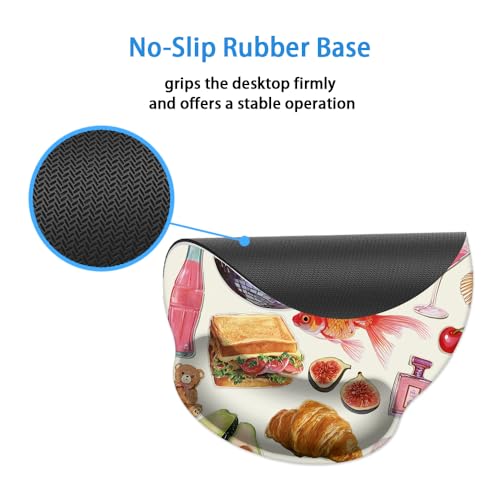 Mouse Pad with Wrist Support, Ergonomic Mouse Pad with Memory Foam Wrist Rest Cushion, Non-Slip Rubber Base Gaming Mice Pad for Home Office Computer Laptop,Girly Stickers - color: Girly Stickers