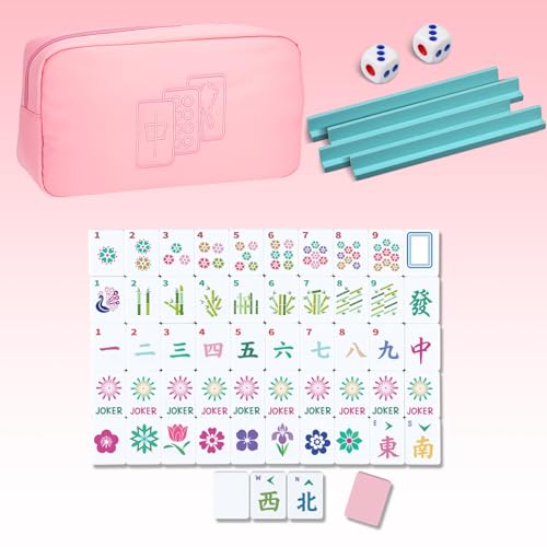 Soulchen Mini American Mahjong Tile Set Include 160 0.8 Inch Mahjong Tiles 2 Dice 4 Wooden Rulers 1 Accessory Bag 4 Beginner Rule Cards(Pastel) - style: Pastel