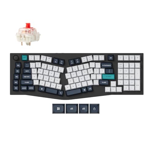 Keychron Q13 Max Alice QMK Wireless Custom Ergonomic Mechanical Keyboard | BT5.2/2.4GHz/USB-C, Hot Swappable Red Switch, PBT Keycap, RGB Backlight, Knob, Mac&Windows Compatible, Ergonomic Design