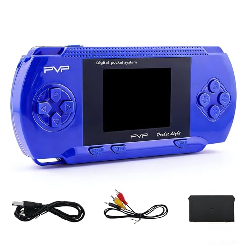 Blue Handheld Game Console, 74 Built-in 8-Bit Games | Portable game player with 74 retro games, 2.4" Screen, USB rechargeable battery, fun gift for kids and families - color: Blue