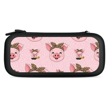 Hard Shell Carrying Case with 15 Game Card Slots, Protective Bag Compatible with Nintendo Switch, Cute Pig Leopard Print Pink - color: Design (326)