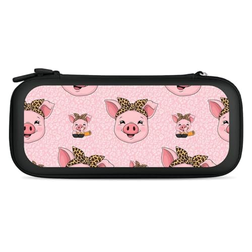 Hard Shell Carrying Case with 15 Game Card Slots, Protective Bag Compatible with Nintendo Switch, Cute Pig Leopard Print Pink - color: Design (326)