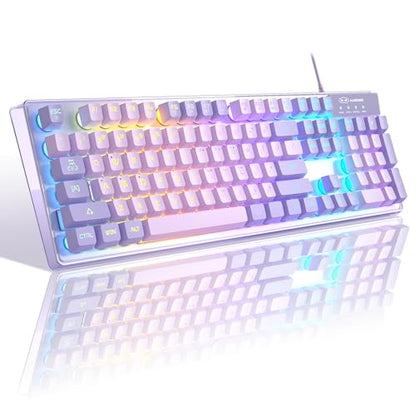 Gaming Keyboard and Mouse Combo, K1 RGB LED Backlit Wired Keyboard with 104 Key Computer PC Gaming Keyboard for PC/Laptop (Purple) - color: K1 violet