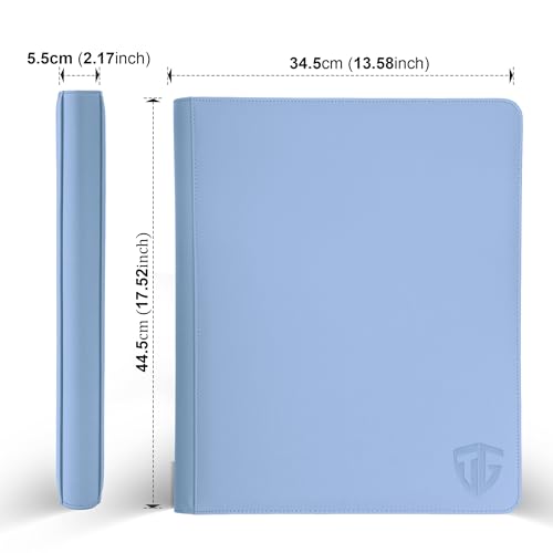 16 Pockets Trading Card Zipper Binder for 1000+ Cards| Secure Side Loading Pockets | Trading Card Album Folder | Compatible with YuGiOh, MTG,Sports Cards (Blue 16) - color: Blue 16