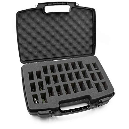 CASEMATIX Hard Shell Miniature Storage Travel Case - 30 Figurine Miniature Organizer and Miniatures Carrying Case with Foam Compatible with Roleplaying Minis