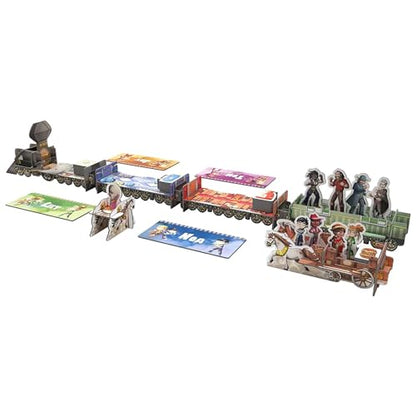 Ludonate: Kids Express - Cooperative Board Game, 3D Train, Flick Projectiles to Hit Bandits, Kids Version of Colt Express, Age 5+, 1-4 Players, 15 Min - style: Kids Express
