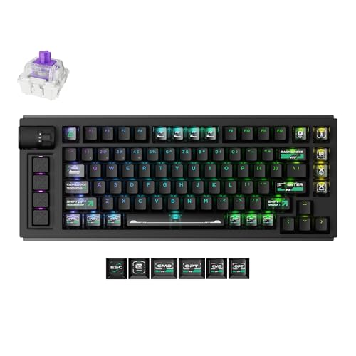 LEMOKEY L1 HE 75% Hall Effect RGB Gaming Keyboard, Full Aluminum Body, Tri-Mode Connectivity, Rapid Trigger & Adjustable Actuation, Hot-Swappable, Web Configurator, with Knob, for Windows and Mac