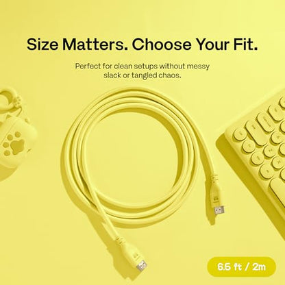 Pixio Yellow 8K HDMI 2.1 Cable Ultra Certified Ultra High Speed 6FT 8K 60Hz 4K 120Hz Nylon Braided, Gold Plated Connector, Anti-Breakage, HDR10+, dtsx, eARC, HDCP, Dolby Compatible - color: Yellow, size: 6 ft