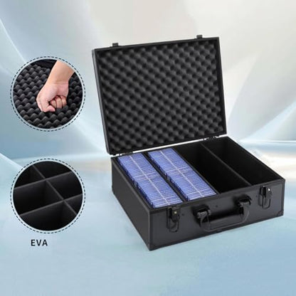 Card Storage Box Aluminum Storage Box for Valuable Card Collection Trading Card Organizer Aluminum Box Organizer for, 4 Compartments