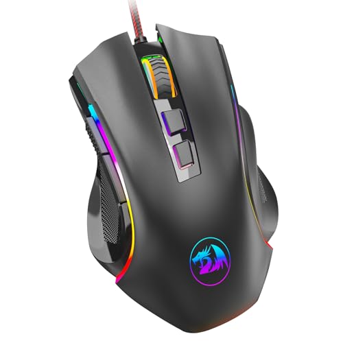 Redragon M602 Gaming Mouse, Ergonomic RGB Gaming Mouse Wired with 7200 Adjustable DPI, 9 Programmable Buttons, Professional Software for Gamer Office [Black] - color: M602