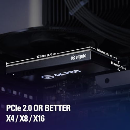 Elgato 4K Pro Internal Capture Card, 8K60 Passthrough | 4K60 HDR10 capture, HDMI 2.1, Up to 1080p240 recording, VRR support, Ultra-low latency, Dual PC setup compatible