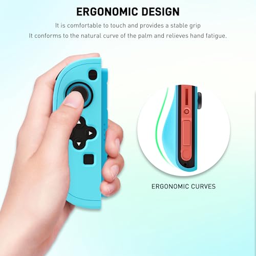 FUNDIARY Replacement for Nintendo Switch 2 Controller, Switch Wireless Controllers Compatible with Switch 2, Anti-Slip Soft Silicone Protective Cover with 2 Thumb Caps, Blue+Orange - color: Blue and Orange