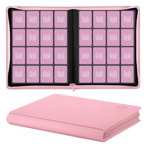 Premium Card Binder 16 Pocket,Trading Card Binder Holds up to 1000+Cards Sturdy Card Collection Album, Card Holder Folders for MTG, TCG, Game Cards & Sports Cards - color: 16 Pink