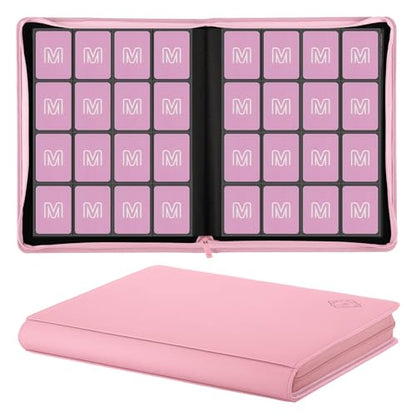 Premium Card Binder 16 Pocket,Trading Card Binder Holds up to 1000+Cards Sturdy Card Collection Album, Card Holder Folders for MTG, TCG, Game Cards & Sports Cards - color: 16 Pink