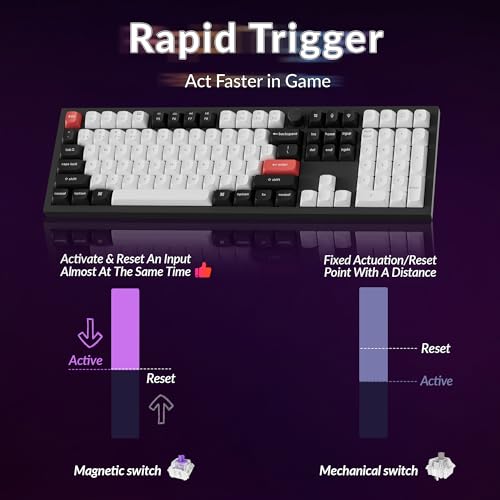 Keychron Q6 HE Wireless Custom Magnetic 100% Full Keyboard, 2.4 GHz/Bluetooth/Wired QMK Aluminum Rapid Trigger Hot-Swappable Programmable Gateron Double-Rail Magnetic Switches for Mac Windows Linux - color: Carbon Black