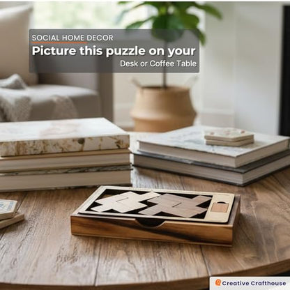 Creative Crafthouse Outback Puzzle, Stewart Coffin Wood Brain Teaser, Hard | A packing design numbered 222. Five cherry and maple pieces have just one known solution, a tough desk challenge, made in USA - style: Brain teaser